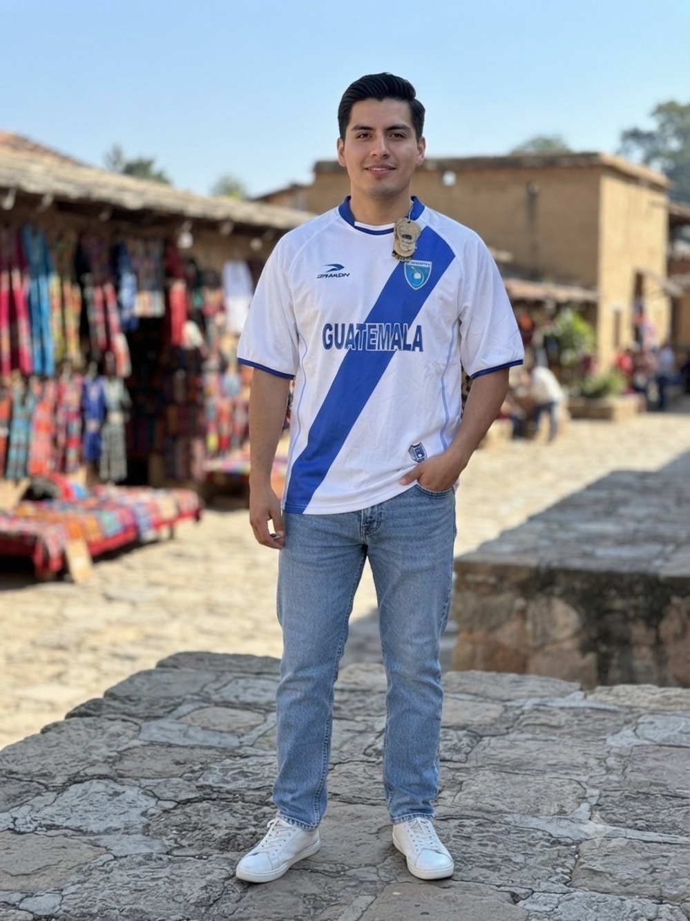 Guatemala Men's White & Blue Soccer Jersey - National Team Fan Shirt